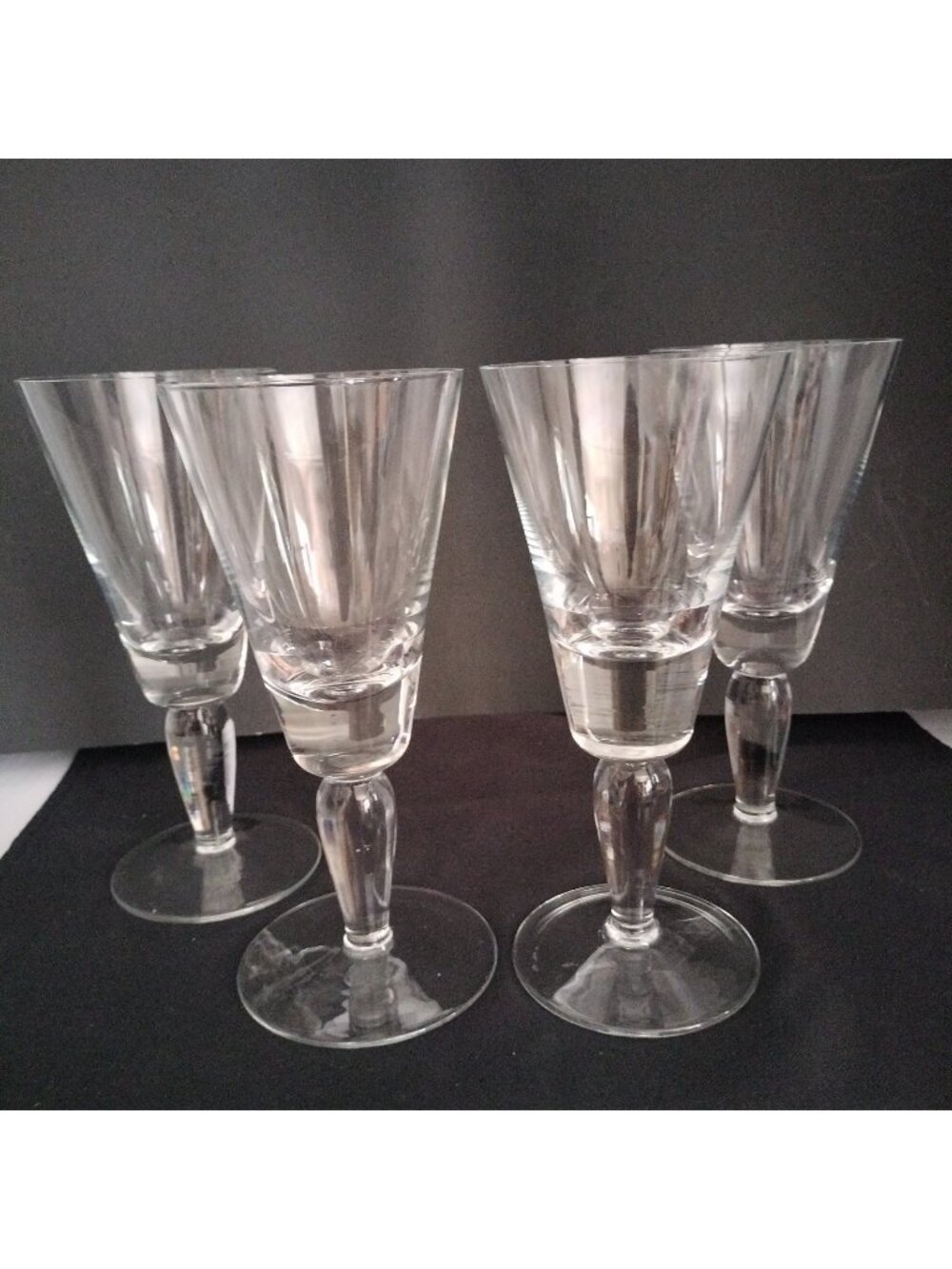 Krosno Crystall Clear Thick Stem Hand Blown Water Goblet 8 3/8" Set Of 4 New